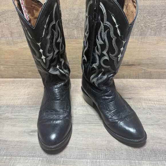 Tony Lama Bonham Black Ostrich Western Boots Men's Size 8 - Picture 6 of 7
